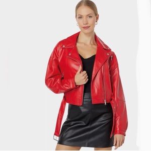 AVEC LES FILLES Faux Leather Moto Jacket